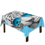 White Tiger With Sunglasses Print Tablecloth