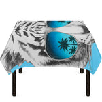 White Tiger With Sunglasses Print Tablecloth