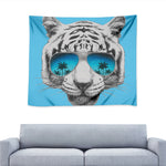 White Tiger With Sunglasses Print Tapestry