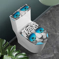 White Tiger With Sunglasses Print Toilet Lid And Tank Cover Set