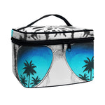 White Tiger With Sunglasses Print Travel Makeup Bag