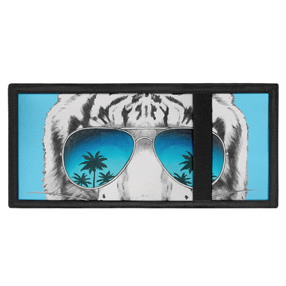White Tiger With Sunglasses Print Trifold Wallet