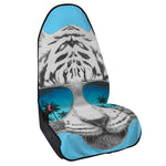 White Tiger With Sunglasses Print Waterproof Car Seat Cover