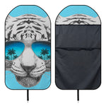 White Tiger With Sunglasses Print Waterproof Car Seat Cover