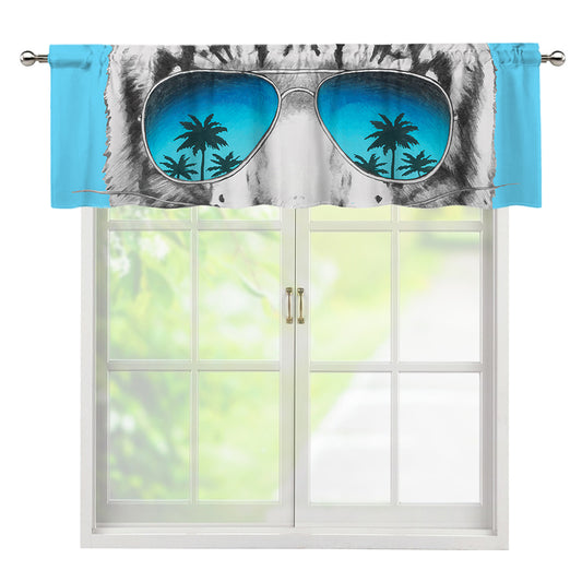 White Tiger With Sunglasses Print Window Valance