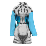 White Tiger With Sunglasses Print Women's Bathrobe