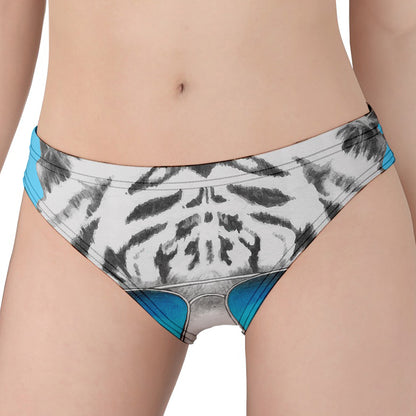 White Tiger With Sunglasses Print Women's Panties