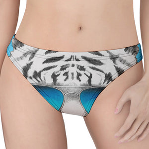 White Tiger With Sunglasses Print Women's Thong