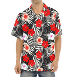 White Tropical Hibiscus Pattern Print Aloha Shirt