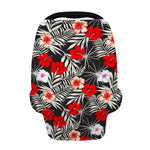 White Tropical Hibiscus Pattern Print Baby Seat Cover