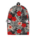 White Tropical Hibiscus Pattern Print School Backpack