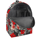 White Tropical Hibiscus Pattern Print Backpack