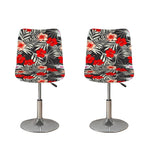 White Tropical Hibiscus Pattern Print Bar Stool Covers