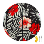 White Tropical Hibiscus Pattern Print Basketball