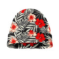 White Tropical Hibiscus Pattern Print Beanie