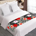 White Tropical Hibiscus Pattern Print Bed Runner