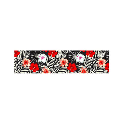White Tropical Hibiscus Pattern Print Bed Runner