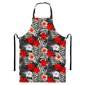 White Tropical Hibiscus Pattern Print Bib Apron With Pocket