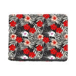 White Tropical Hibiscus Pattern Print Bifold Wallet