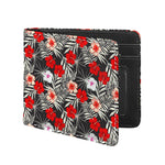 White Tropical Hibiscus Pattern Print Bifold Wallet