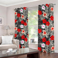 White Tropical Hibiscus Pattern Print Dimout Grommet Curtains