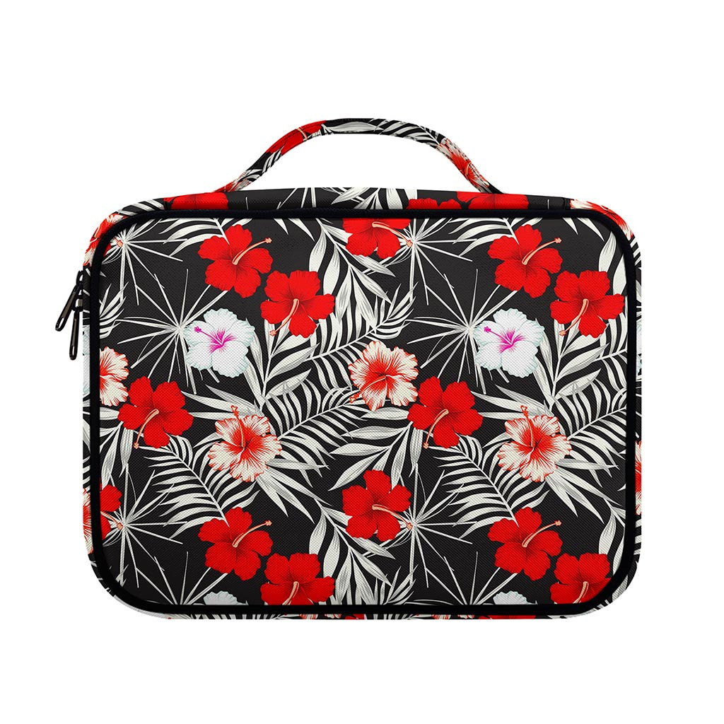 White Tropical Hibiscus Pattern Print Briefcase Bible Bag