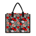 White Tropical Hibiscus Pattern Print Canvas Tote Bag