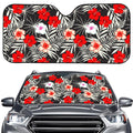White Tropical Hibiscus Pattern Print Car Windshield Sun Shade