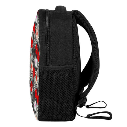 White Tropical Hibiscus Pattern Print Casual Backpack