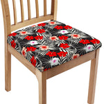 White Tropical Hibiscus Pattern Print Chair Cushion Cover