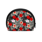 White Tropical Hibiscus Pattern Print Coin Purse
