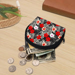 White Tropical Hibiscus Pattern Print Coin Purse