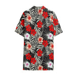 White Tropical Hibiscus Pattern Print Cotton Hawaiian Shirt