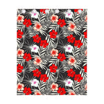 White Tropical Hibiscus Pattern Print Curtain