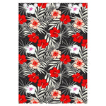 White Tropical Hibiscus Pattern Print Curtain