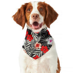 White Tropical Hibiscus Pattern Print Dog Bandana