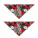 White Tropical Hibiscus Pattern Print Dog Bandana