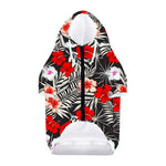 White Tropical Hibiscus Pattern Print Dog Zip Up Hoodie