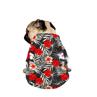 White Tropical Hibiscus Pattern Print Dog Zip Up Jacket