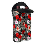 White Tropical Hibiscus Pattern Print Double Neoprene Wine Tote