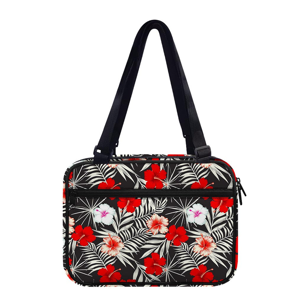 White Tropical Hibiscus Pattern Print Double Strap Bible Bag