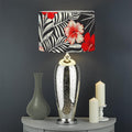 White Tropical Hibiscus Pattern Print Drum Lamp Shade