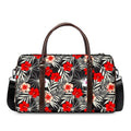 White Tropical Hibiscus Pattern Print Duffel Bag