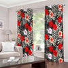 White Tropical Hibiscus Pattern Print Extra Wide Grommet Curtains