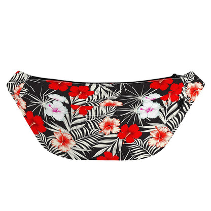 White Tropical Hibiscus Pattern Print Fanny Pack