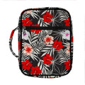 White Tropical Hibiscus Pattern Print Front Pocket Bible Bag