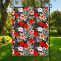 White Tropical Hibiscus Pattern Print Garden Flag