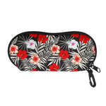 White Tropical Hibiscus Pattern Print Glasses Case