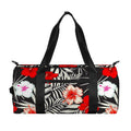 White Tropical Hibiscus Pattern Print Gym Bag