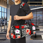 White Tropical Hibiscus Pattern Print Gym Bag